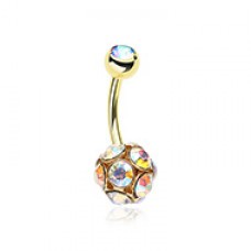 Golden Sparkle Multi Gem Belly Button Ring