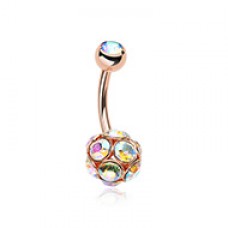 Rose Gold Sparkle Multi Gem Belly Button Ring