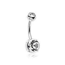 Aurora Gem Ball Steel Belly Button Ring