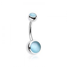 Cat Eye Stone Steel Belly Button Ring