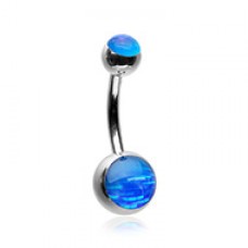 Hologram Sparkle Steel Belly Button Ring