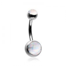Hologram Sparkle Steel Belly Button Ring