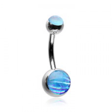 Hologram Sparkle Steel Belly Button Ring