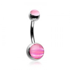 Hologram Sparkle Steel Belly Button Ring