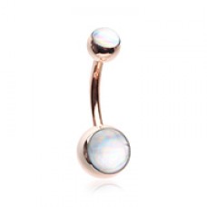 Rose Gold Hologram Sparkle Steel Belly Button Ring