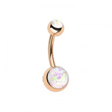Rose Gold Opal Glitter Shower Belly Button Ring
