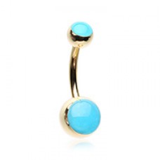 Golden Blue Glow in the Dark Steel Belly Button Ring