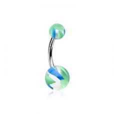 Marble Pin Stripe Acrylic Belly Button Ring