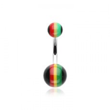 Rasta Stripe Acrylic Belly Button Ring