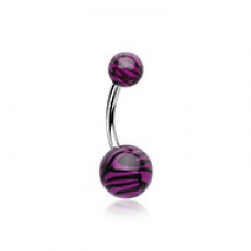 Zebra Stripe Patterned Acrylic Belly Button Ring