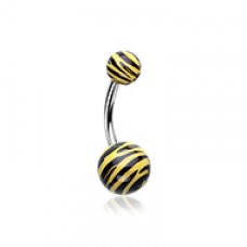 Zebra Stripe Patterned Acrylic Belly Button Ring