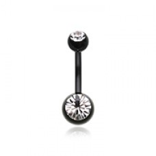 Double Gem Bio Flexible Shaft Acrylic Ball Belly Button Ring
