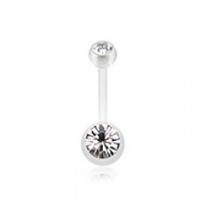 Double Gem Bio Flexible Shaft Acrylic Ball Belly Button Ring
