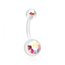 Double Gem Bio Flexible Shaft Acrylic Ball Belly Button Ring