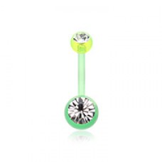 Double Gem Bio Flexible Shaft Acrylic Ball Belly Button Ring