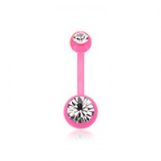 Double Gem Bio Flexible Shaft Acrylic Ball Belly Button Ring