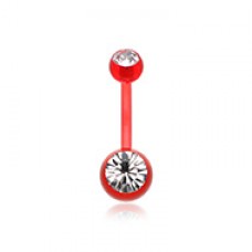 Double Gem Bio Flexible Shaft Acrylic Ball Belly Button Ring