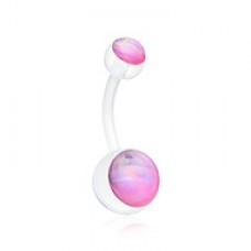 Hologram Bio Flexible Shaft Acrylic Ball Belly Button Ring
