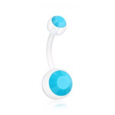 Turquoise Gem Bio Flexible Shaft Acrylic Ball Belly Button Ring