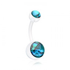 Abalone Shell Bio Flexible Shaft Acrylic Ball Belly Button Ring