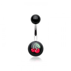 Cherries Cherry Acrylic Logo Belly Button Ring