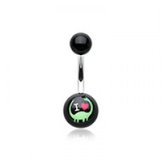 I heart Dino Acrylic Logo Belly Button Ring