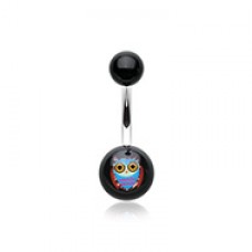Retro Owl Acrylic Logo Belly Button Ring