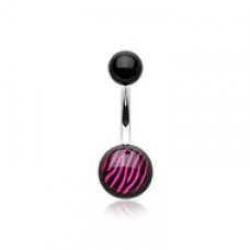 Zebra Stripe Acrylic Logo Belly Button Ring