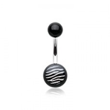 Zebra Stripe Acrylic Logo Belly Button Ring