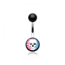 Skull Americana Acrylic Logo Belly Button Ring