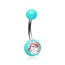 Rainbow Unicorn Acrylic Logo Belly Button Ring