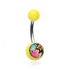 Hawaiian Flower Acrylic Logo Belly Button Ring