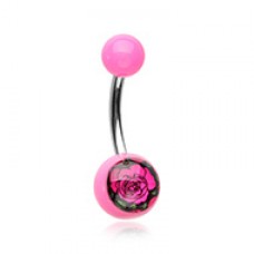 Romantic Roses Acrylic Logo Belly Button Ring