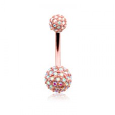 Rose Gold Pave Half Dome Diamond Cluster Belly Button Ring
