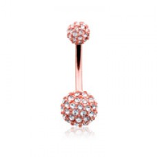 Rose Gold Pave Half Dome Diamond Cluster Belly Button Ring