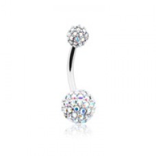 Pave Diamond Full Dome Cluster Belly Button Ring