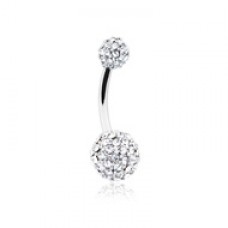 Pave Diamond Full Dome Cluster Belly Button Ring