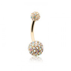 Golden Pave Diamond Full Dome Cluster Belly Button Ring