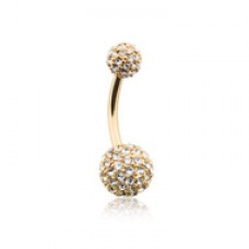 Golden Pave Diamond Full Dome Cluster Belly Button Ring
