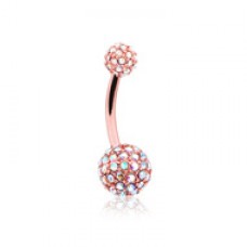 Rose Gold Pave Diamond Full Dome Cluster Belly Button Ring