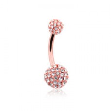 Rose Gold Pave Diamond Full Dome Cluster Belly Button Ring