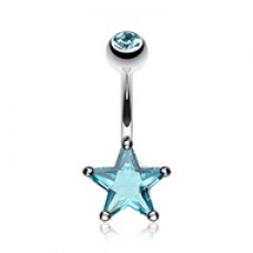 Classic Cubic Zirconia Star Prong Sparkle Belly Button Ring
