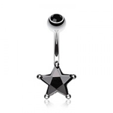 Classic Cubic Zirconia Star Prong Sparkle Belly Button Ring