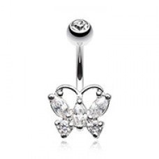 Delightful Cubic Zirconia Butterfly Belly Button Ring