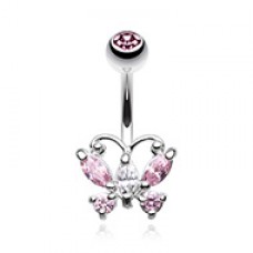 Delightful Cubic Zirconia Butterfly Belly Button Ring