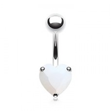 Classic Cubic Zirconia Heart Prong Sparkle Belly Button Ring