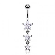 Sparkling Cubic Zirconia Star Drop Belly Button Ring