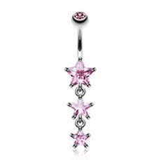 Sparkling Cubic Zirconia Star Drop Belly Button Ring