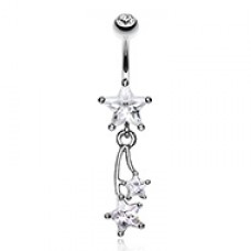 Celestial Cubic Zirconia Shooting Star Sparkle Belly Button Ring