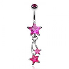 Celestial Cubic Zirconia Shooting Star Sparkle Belly Button Ring